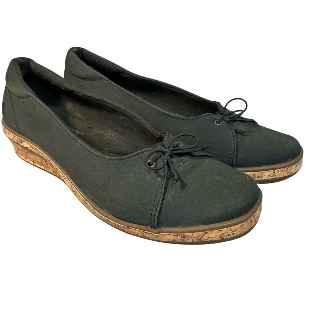 GRASSHOPPER Cork Wedge Women's Black Slip-On Shoes, Size 7.5, VGUC